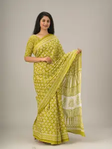 KIAARON Floral Printed Pure Cotton Saree