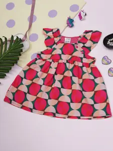 Creative Kids Girls Geometric Printed Cotton Cap Sleeve A-Line Dress