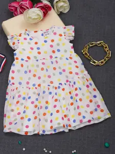 Creative Kids Infant Girls Floral Printed Flutter Sleeves Tiered Fit & Flare Dress