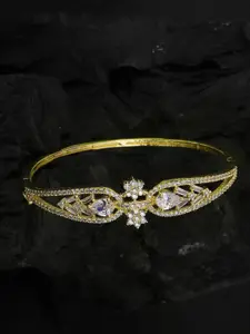 Adwitiya Collection Women 24CT Gold-Plated Stone Studded Bangle-Style Bracelet