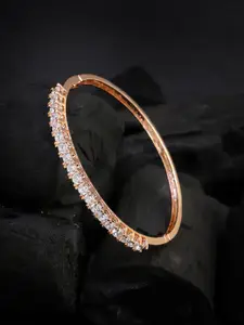Adwitiya Collection Women Rose Gold-Plated Artificial Stones Studded Bangle-Style Bracelet