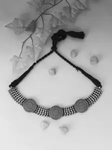 Adwitiya Collection Silver-Plated Oxidised Necklace