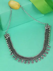 Adwitiya Collection Silver-Plated Oxidised Necklace