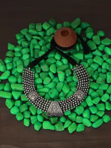 Adwitiya Collection Silver-Plated Oxidised Necklace