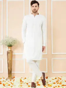 See Designs Floral Embroidered Sequinned Straight Kurta with Pyjamas