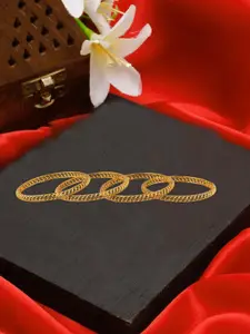 Adwitiya Collection Set Of 4  24CT Gold-Plated Stone-Studded Bangles