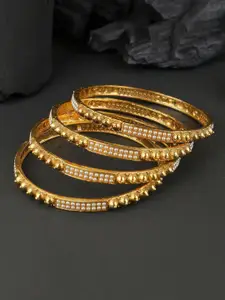 Adwitiya Collection Set Of 4 24CT Gold-Plated Beaded Bangles