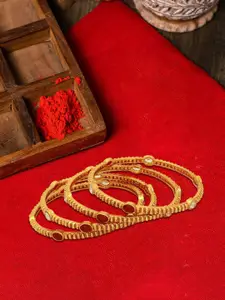 Adwitiya Collection Set Of 4 24CT Gold Plated Stones Studded Bangles