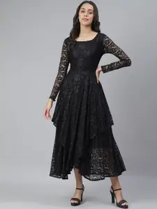 BAESD Self Design Round Neck Lace Maxi Dress