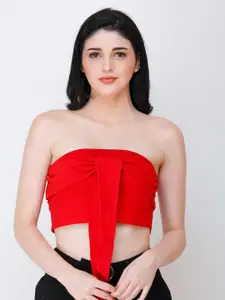 BAESD Strapless Tie-Up Detailed Cotton Tube Crop Top