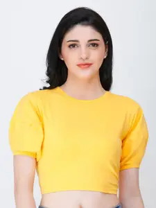 BAESD Puff Sleeve Cotton Fitted Crop Top