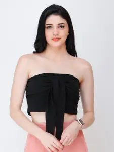 BAESD Strapless Tie-Up Detailed Cotton Tube Crop Top