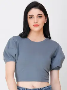 BAESD Puff Sleeves Cotton Crop Top