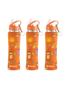 NIRLON Orange 2 Pieces Printed Stainless Steel Single Wall Vacuum Sippers 750 ml Each