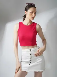 Lagashi Sleeveless Fitted Crop Top