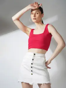 Lagashi Square Neck Fitted Crop Top