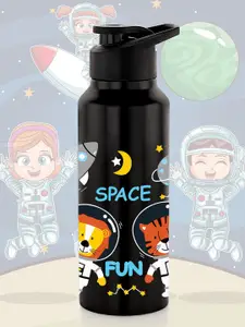 NIRLON Black & Yellow Printed Stainless Steel Single Wall Vacuum Water Bottle 750 ml