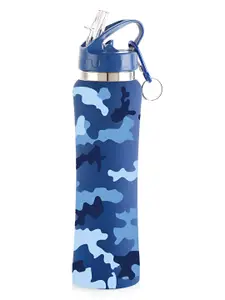 NIRLON Black & Blue Printed Stainless Steel Single Wall Vacuum Sipper 750 ml