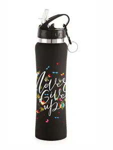 NIRLON Black & Yellow Printed Stainless Steel Sipper Water Bottle 750 ml
