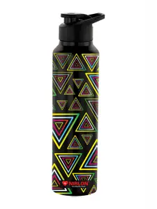 NIRLON Black & Yellow Printed Stainless Steel Single Wall Vacuum Water Bottle 1 L