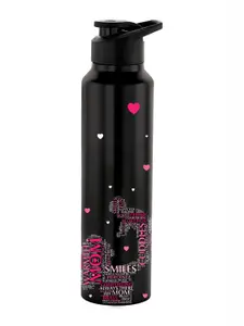 NIRLON Black & Pink Printed Stainless Steel Single Wall Vacuum Sipper 1L