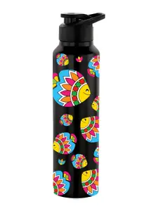 NIRLON Black & Blue Printed Stainless Steel Single Wall Vacuum Sipper 1L