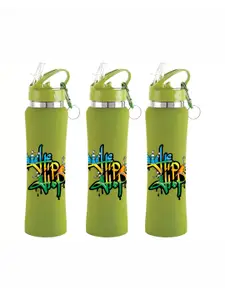 NIRLON Green 3 Pieces Printed Stainless Steel Single Wall Vacuum Sippers 750ml Each