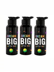 NIRLON Black 3 Pieces Printed Stainless Steel Single Wall Vacuum Sippers 750 ml Each