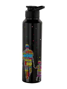 NIRLON Black & Blue Printed Stainless Steel Single Wall Vacuum Sipper 1L