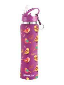 NIRLON Pink Printed Stainless Steel Single Wall Vacuum Water Bottles 750 ml