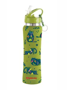 NIRLON Green & Blue Printed Stainless Steel Single Wall Vacuum Water Bottle 750 ml