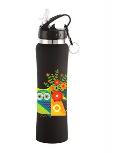 NIRLON Black & Yellow Printed Stainless Steel Sipper Water Bottle 750 ml