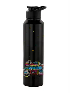 NIRLON Black Printed Stainless Steel Single Wall Vacuum Water Bottles 1 L