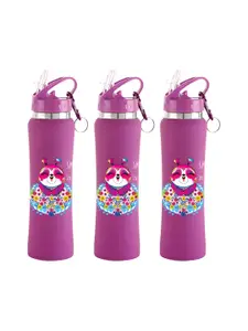 NIRLON Pink 3 Pieces Printed Stainless Steel Single Wall Vacuum Sippers 750 ml Each