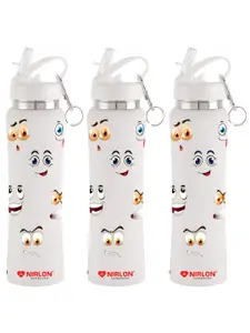 NIRLON White Set of 3 Stainless Steel Solid Single Wall Vacuum Water Bottle