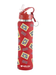 NIRLON Red & Yellow Printed Stainless Steel Single Wall Vacuum Sipper Water Bottle 750 ml