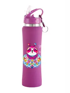 NIRLON Pink & Yellow Printed Stainless Steel Single Wall Vacuum Sipper Water Bottle 750 ml