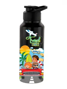 NIRLON Black & Yellow Conversational Printed Stainless Steel Water Bottle 750 ml