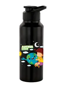 NIRLON Black & Blue Printed Stainless Steel Single Wall Vacuum Sipper 750 ml