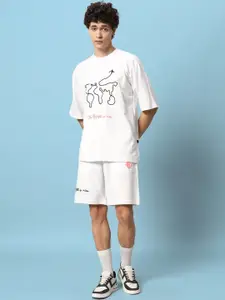 WEARDUDS Printed Pure Cotton T-shirt With Shorts