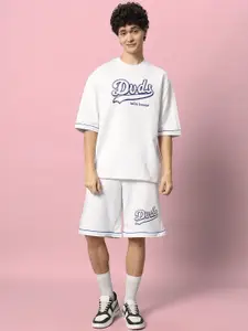 WEARDUDS Printed Pure Cotton T-Shirt With Shorts