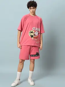 WEARDUDS Printed Pure Cotton T-Shirt With Shorts Co-Ords