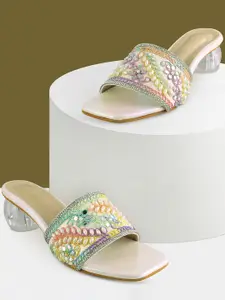 KLEXIO Embroidered Block Heels