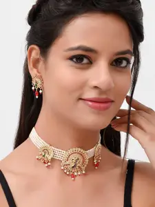 Silvermerc Designs Gold-Plated Pearls Beaded Choker Necklace Set