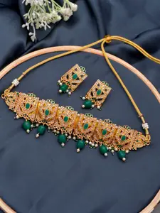 Silvermerc Designs Gold-plated Kundan studded Necklace Set