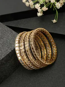 Anouk Set Of 4 Gold-Toned Gold-Plated Stones-Studded Bangles