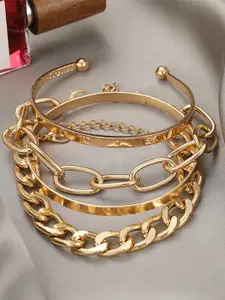 DressBerry Set of 4 Gold Toned Gold-Plated Wraparound Bracelet