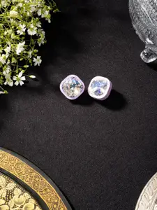 Niscka Rhodium-Plated Diamond Shaped Studs Earrings