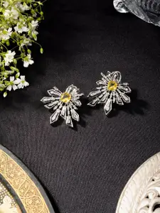 Niscka Silver-Plated Diamond Shaped Studs Earrings