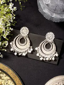 Niscka Silver-Plated Kundan Studded Classic Chandbalis